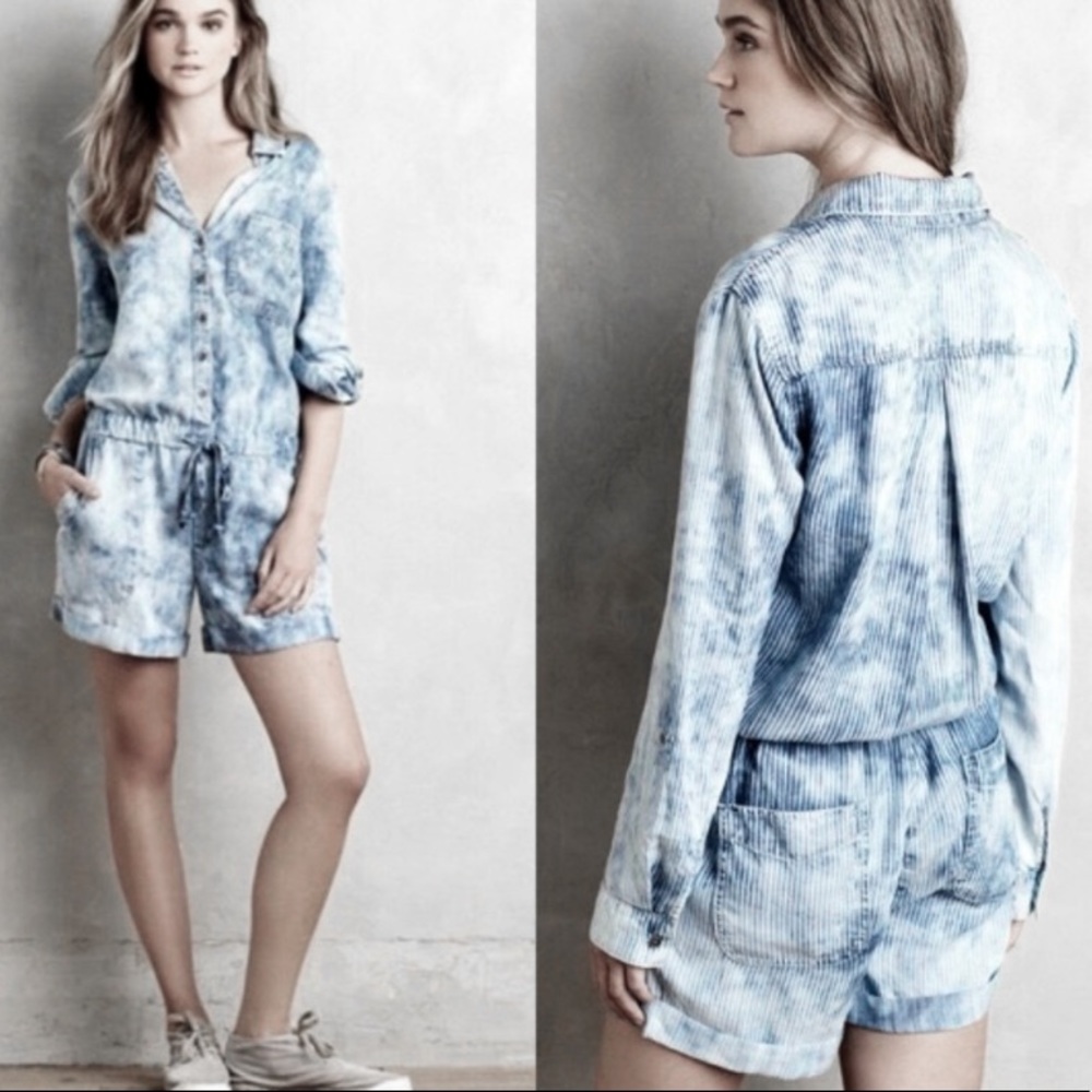 Cloth & stone Anthropologie railroad stripe romper - Picture 1 of 7